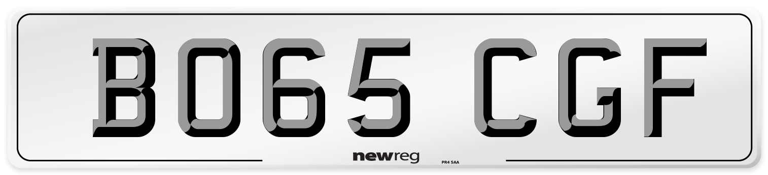 BO65 CGF Number Plate from New Reg
